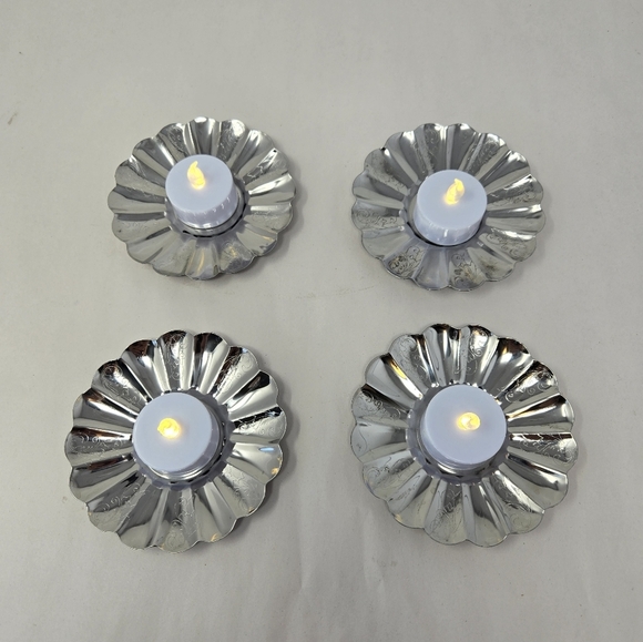 Art Silver Plated Rust Free Small Tea Light Candle Holder Cookie Desert Holders - Picture 2 of 10